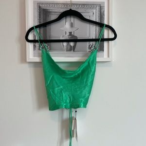 Zara green satin top size xs